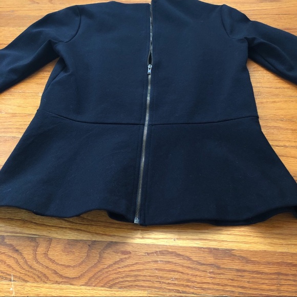 J. Crew Black Peplum Zipper Back Top - Picture 4 of 8